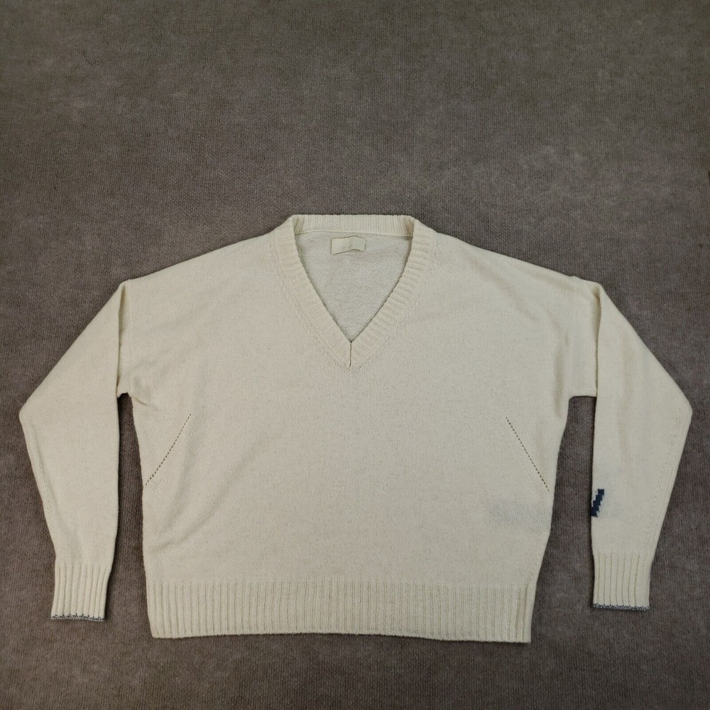 Zadig & Voltaire Sweater Womens Large Beige Rosy V-Neck Pullover Cashmere Italy